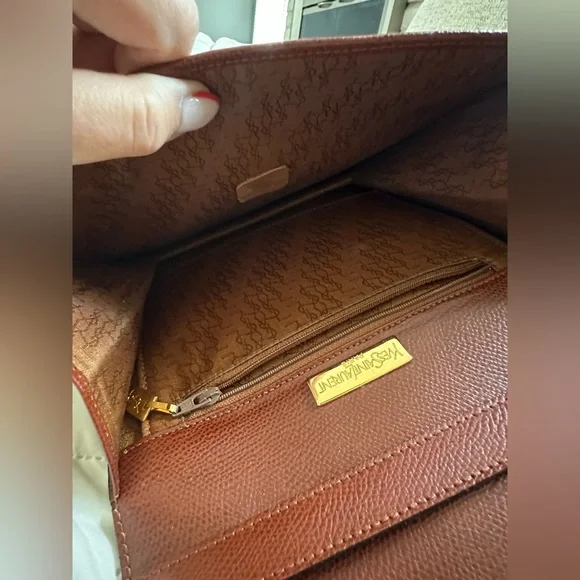 Authentic Yves Saint Laurent Studded Brown Shoulder Bag excellent like new YSL - Picture 7 of 14